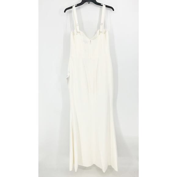 DRESS THE POPULATION Estella Gown XL Off-White Maxi Dress Body-Con Side Slit NWT - Picture 7 of 12